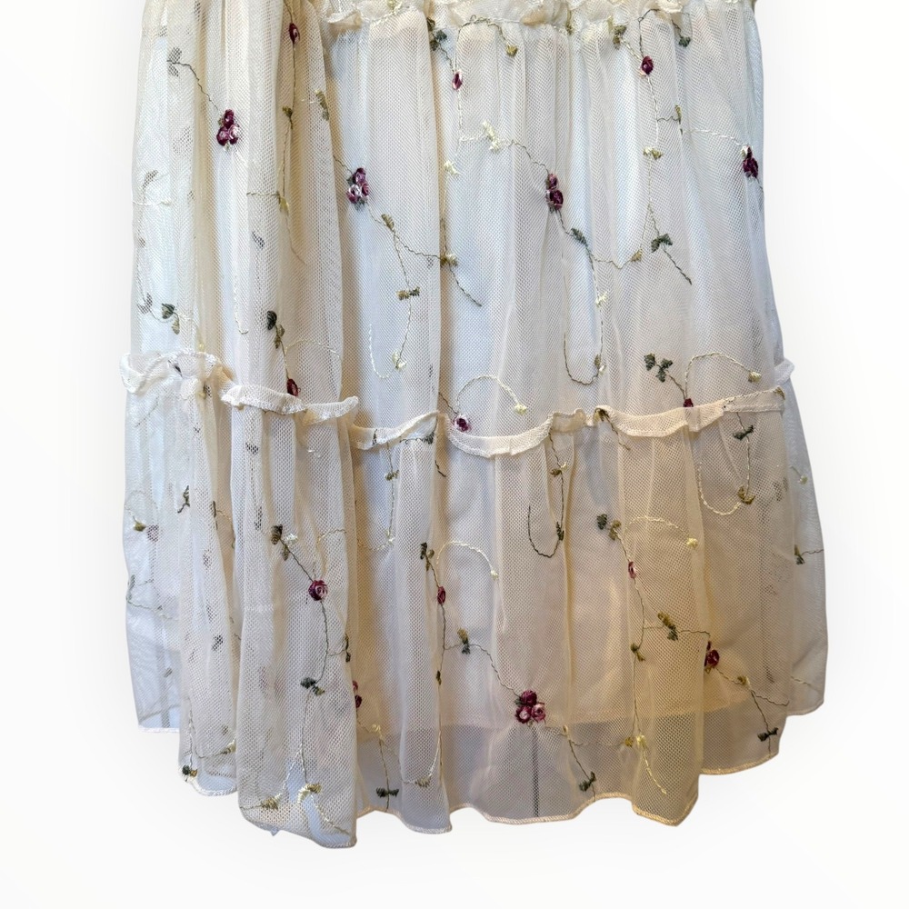 Romantic cottage core embroidered tiered dress - Picture 5 of 6